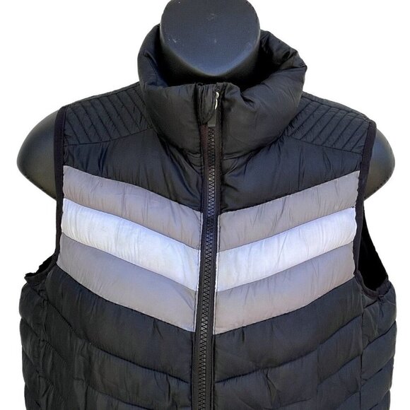 Fabletics Full Zip Puffa Fenway Vest Black Gray Stripes Women’s XS Gorp Core - Picture 3 of 8
